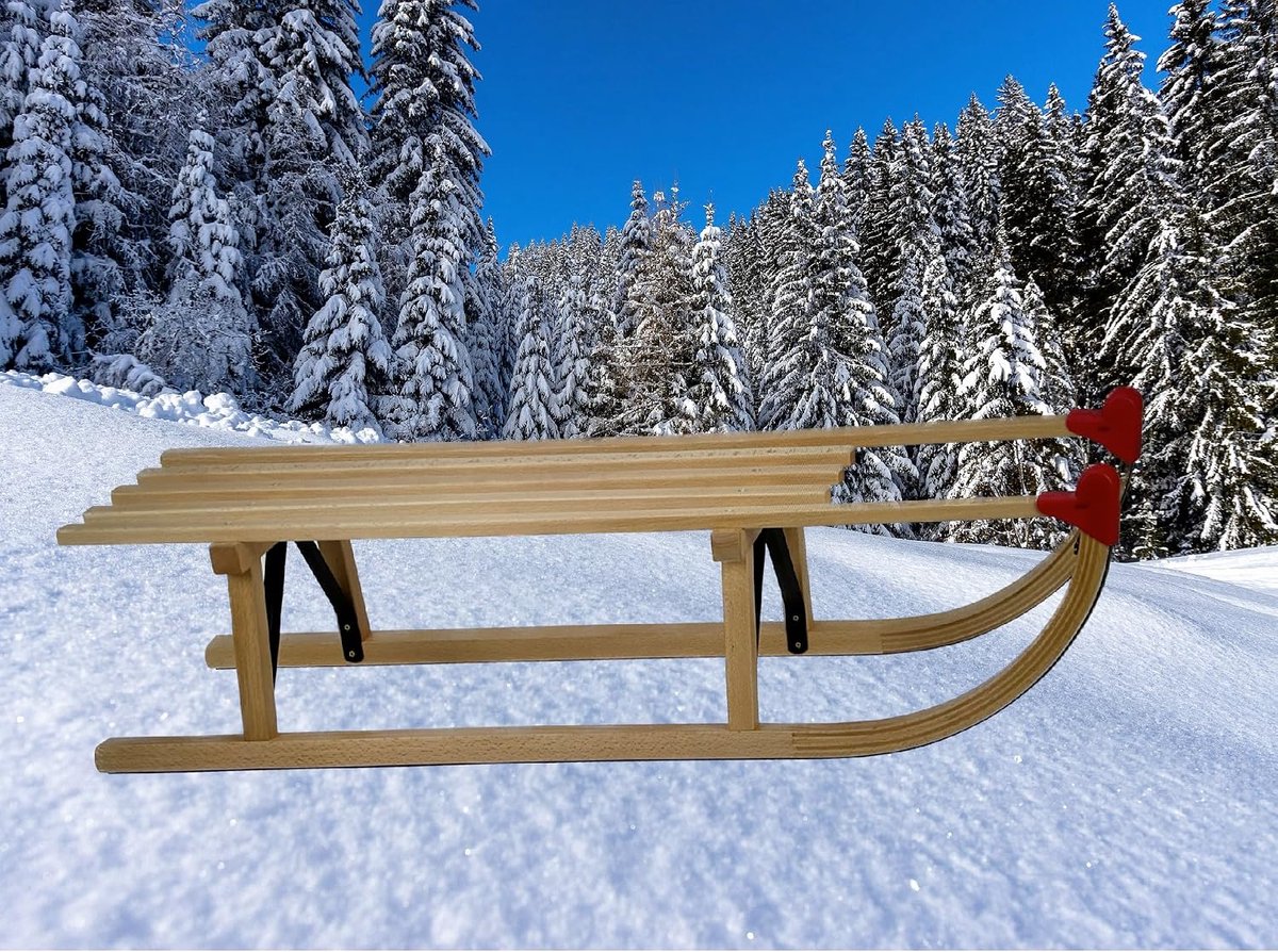 Houten slee 80 cm - traditioneel model - robuust design - ideaal voor winterse avonturen - ShopVlot