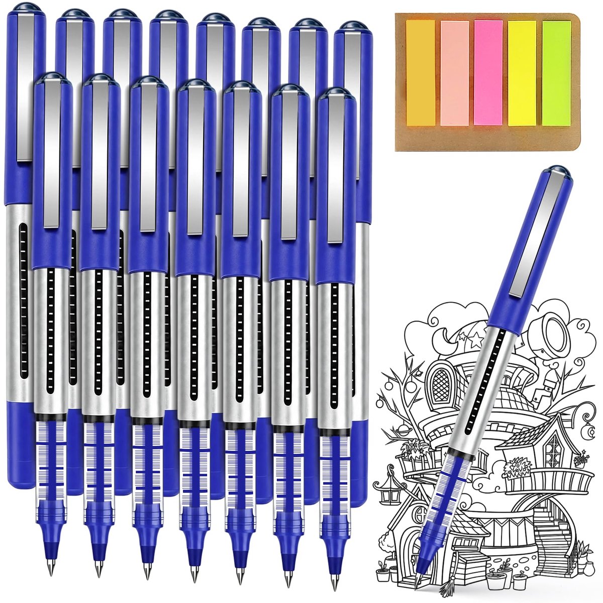 rollerbalpen 0,5 mm - blauw - sneldrogende inkt - ideaal voor journaling - ShopVlot