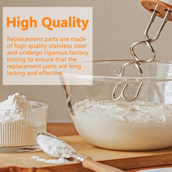 Handmixer deeghaak 2 stuks - roestvrij staal - vervangende hulpstukken - perfect voor deegmixen - ShopVlot — afbeelding 2