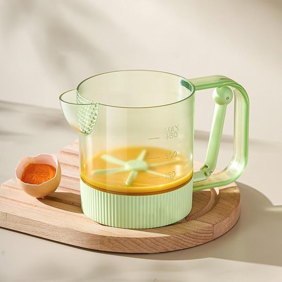 Eiermengbeker - Eierklopper Voedselmixer - Snel Ingrediënten Mengen - Semi-automatisch Mechanisme - 18.5 x 11.5 x 10.6 cm - Groen van Eiermengbeker — afbeelding 4