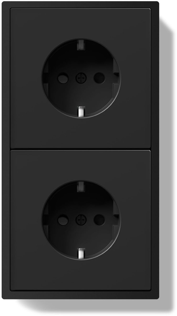 Schuko-stopcontact inbouw EU-standaard - dubbel stopcontact met PC-frame - 80x150mm met klauwen - ShopVlot