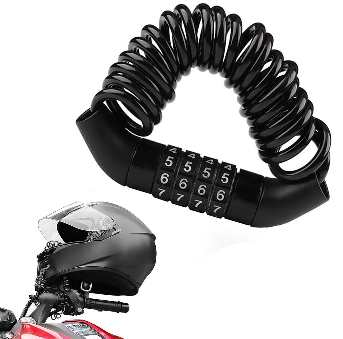Zwenjuan Codeslot voor helm - 150 cm stalen kabel - uittrekbaar - veilig voor scooter en snowboard - ShopVlot