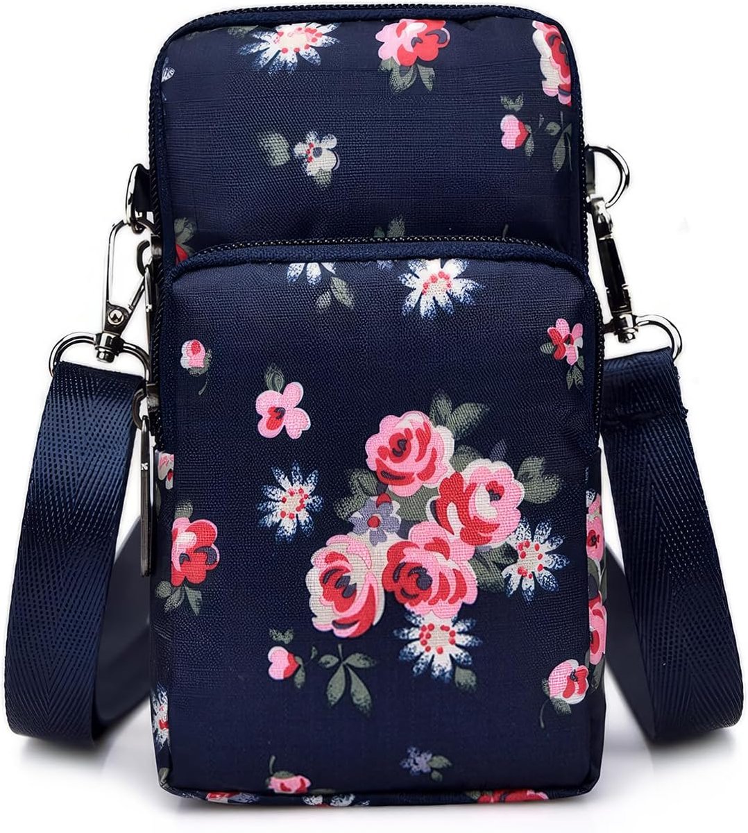 Mobiele telefoon schoudertas - mini crossbody tas - blauw roze - ideaal voor onderweg - ShopVlot
