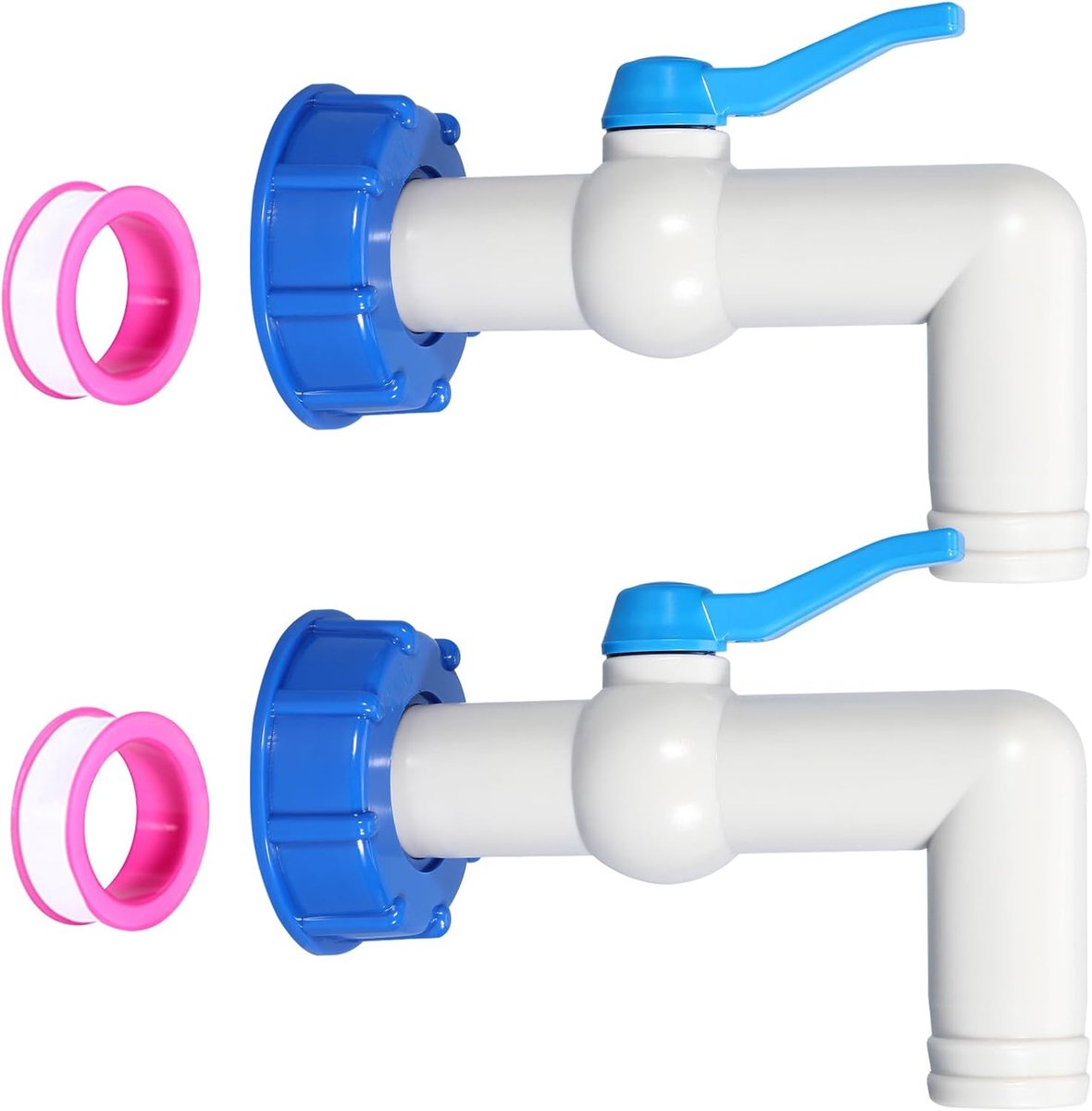 IBC afsluiter set van 2 - S60 x 6 adapter - 1 inch kogelkraan - ideaal voor wateropslag - ShopVlot