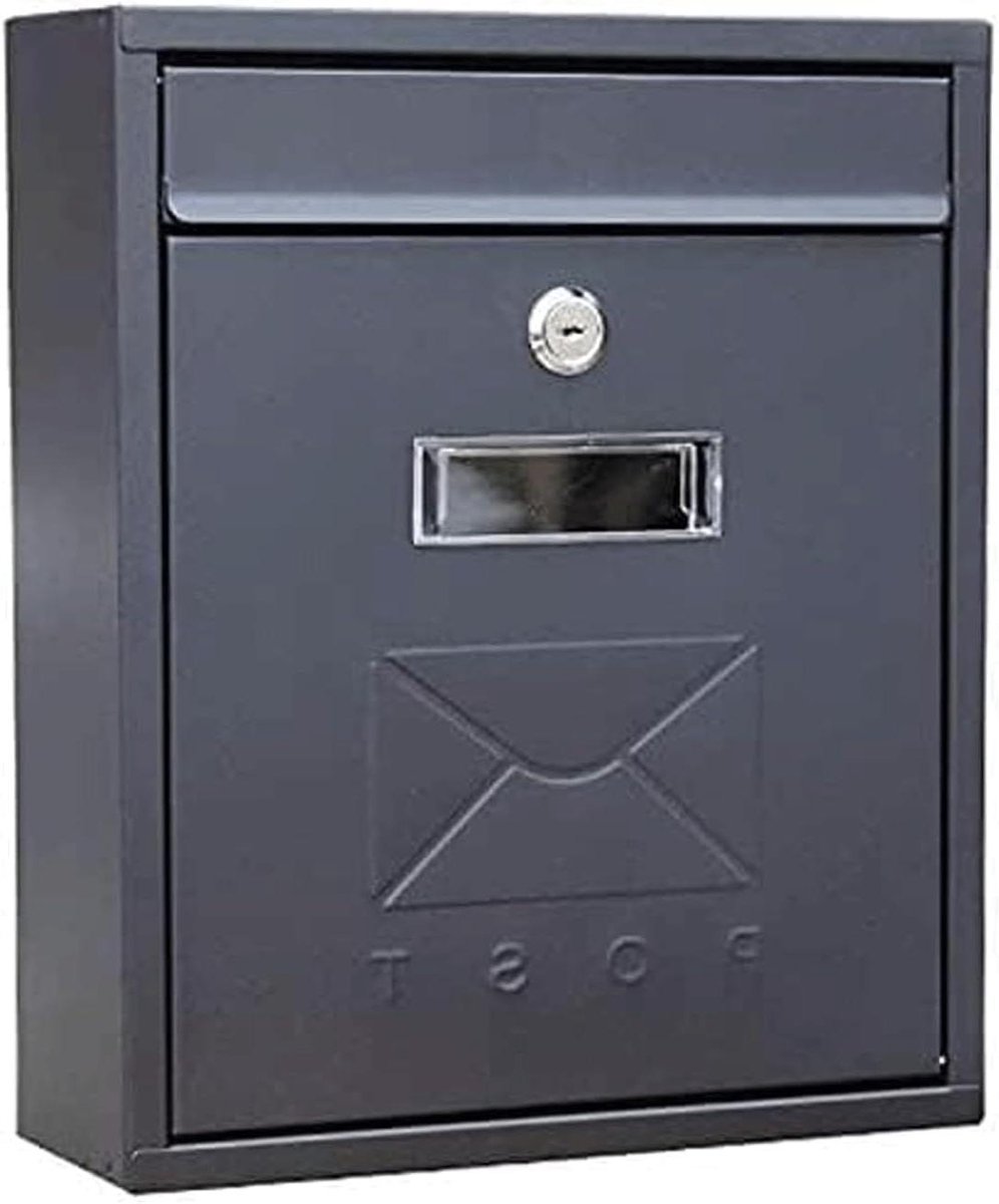 Brievenbus - Postbus Mailbox - Post Veilig Opslaan - Weerbestendig Staal - 30x26x10 cm - Zwart