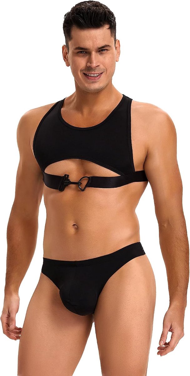 Mannen Lingerieset Large - IJszijde - Sexy Tanktop met Elastische Band en Slip - Ademend en Comfortabel - ShopVlot