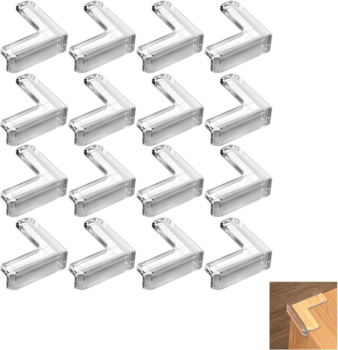 Hoekbeschermers voor baby's - 16 stuks - transparant - L-vorm - schokbescherming voor meubels - ShopVlot
