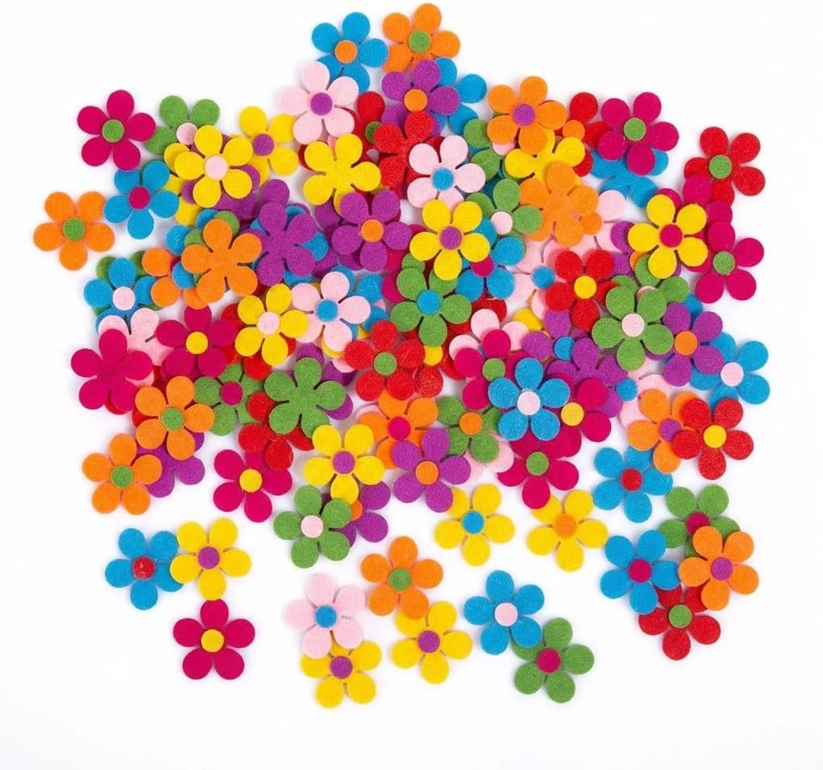 Felt bloemen 3 cm - kleurrijke stof bloemen - 5-bladige decoratie - ideaal voor knutselprojecten - ShopVlot
