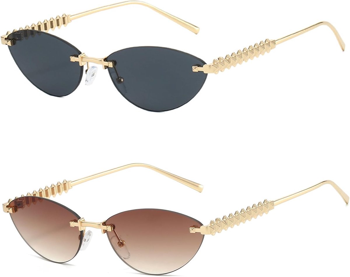 Zonnebril dames - retro ovaal - rimless cat eye - UV-bescherming - ShopVlot