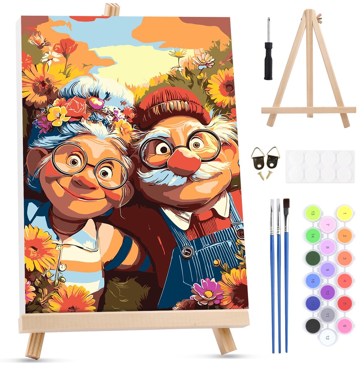 Schilderen op nummer kit voor ouderen - 20 x 30 cm - met frame en ezel - creatief schilderen voor beginners - ShopVlot