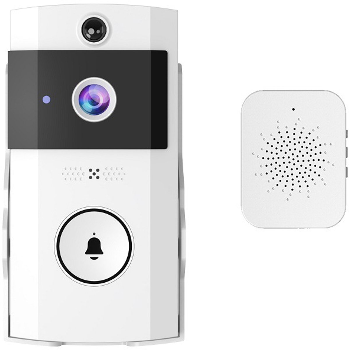 Universele draadloze buitendeurbel, slimme video-intercom, draadloze huisbeveiligingscamera, bediening via smartphone, bewegingsdetectie
