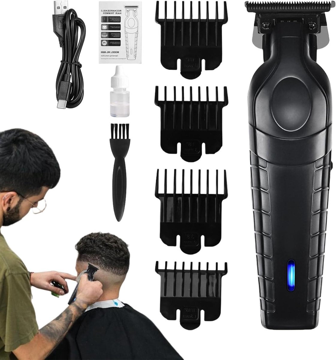 Baardtrimmer Tondeuse - Grooming Kit - Persoonlijke Verzorging - Stille Werking - 15 x 4.1 cm - Grijs