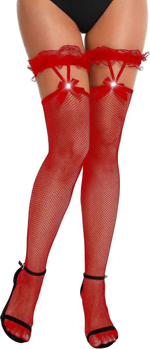 Visnetpanty's met strik - Thigh high - Transparant mesh - Verleidelijk en stijlvol - ShopVlot