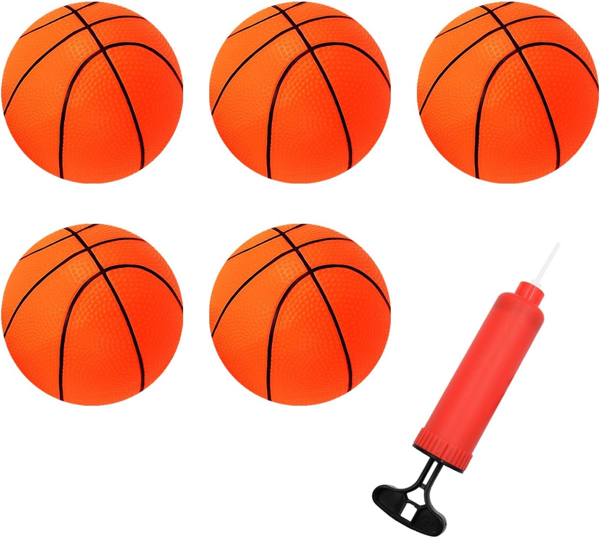 Mini-basketbal 15 cm - oranje pvc - 5 stuks - met pomp voor binnen en buiten - ShopVlot