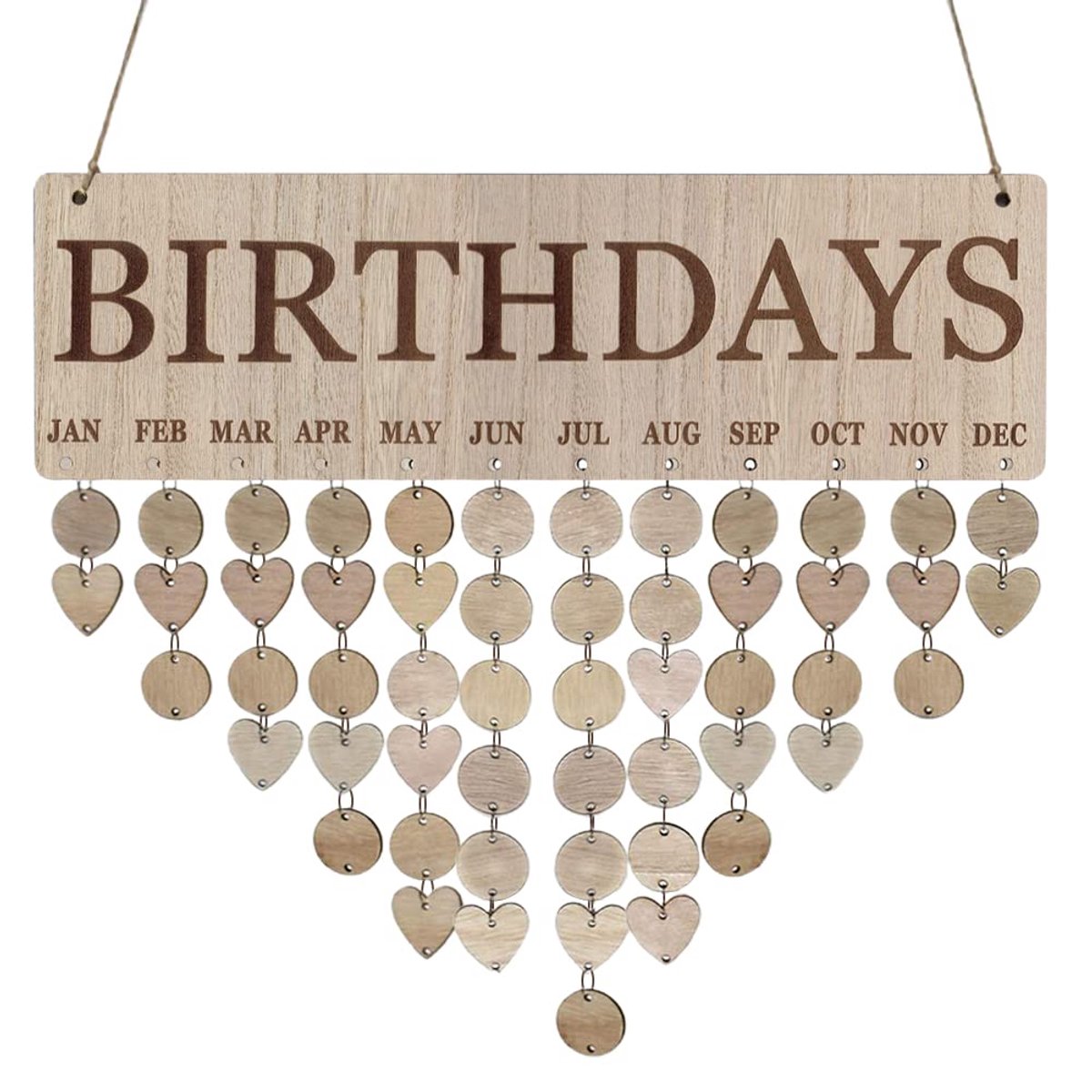 Houten kalender - doe-het-zelf wandhangbord - verjaardagsherinnering - creatief en educatief voor kinderen - ShopVlot