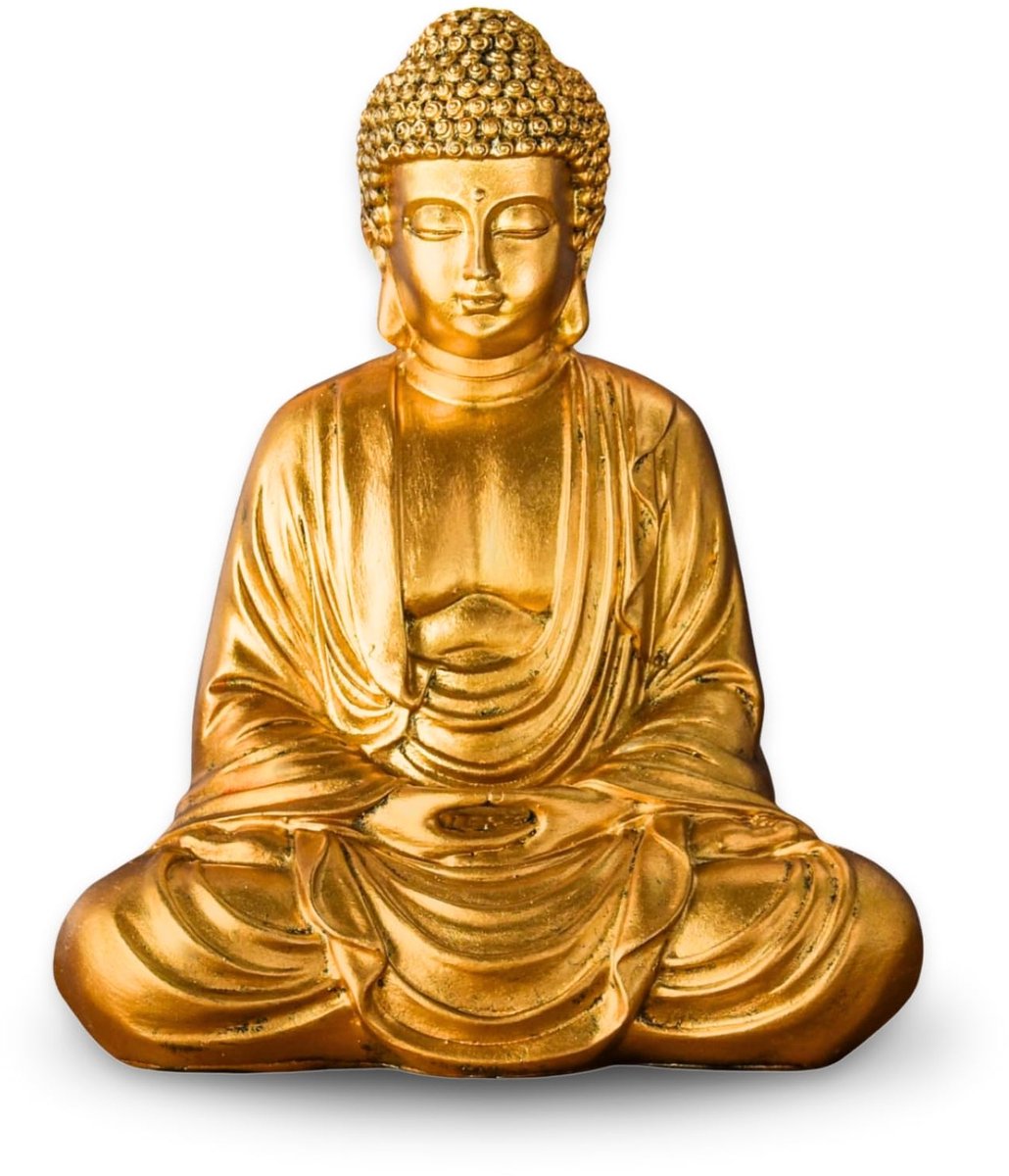 Meditatie Boeddha standbeeld 20 cm - Hars - Zen en Feng Shui decoratie - Breng rust in je huis - ShopVlot