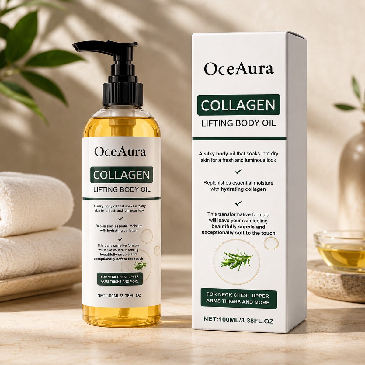 Collageen Body Olie met Hydraterende Formule – Massageolie voor Zijdezachte Huid