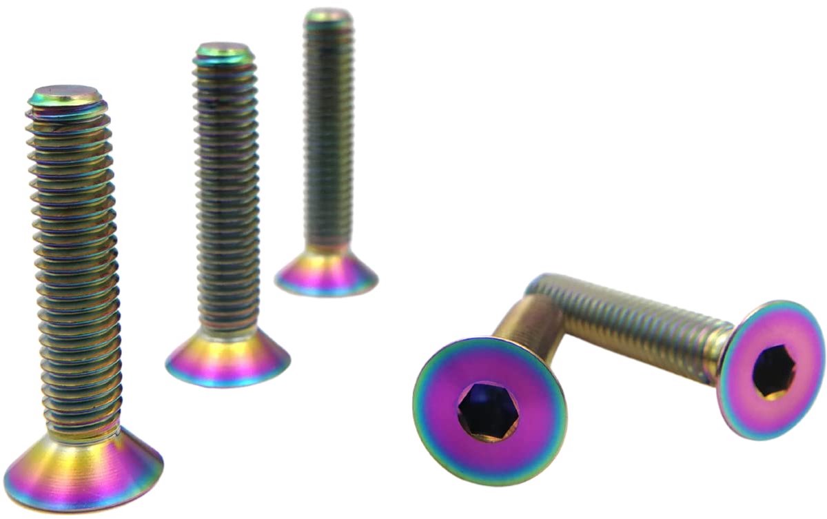 Titanium schroeven M8 x 1.25 x 30mm - iriserend titanium - countersunk hoofd - ideaal voor fiets - ShopVlot
