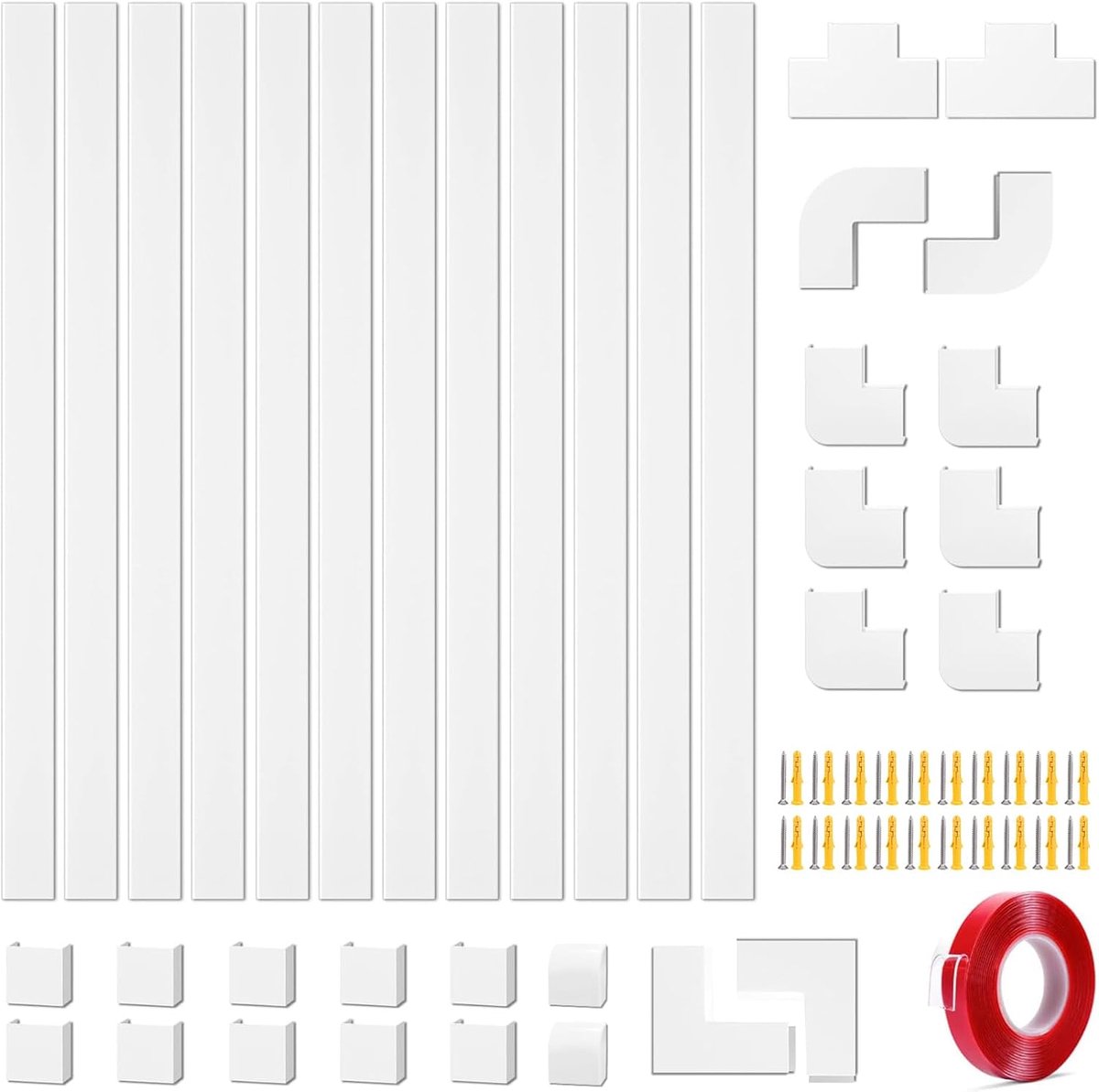 Kabelgoot pack van 12 - Wit 40 x 2,4 x 1,5 cm - Zelfklevend PVC - Verberg kabels in huis of kantoor - ShopVlot