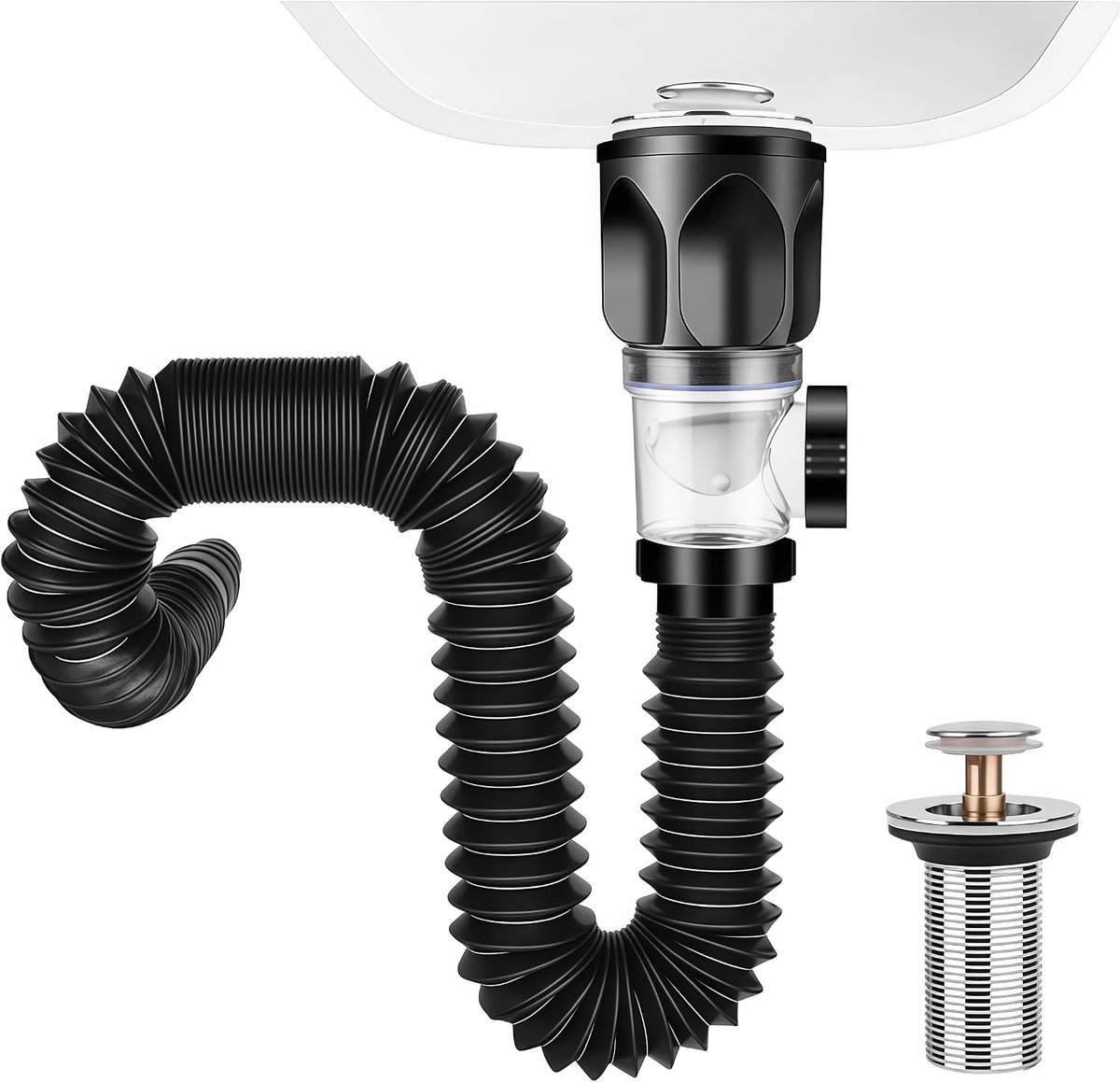 Gootsteenafvoerpijp 32 mm - Flexibel en uitbreidbaar - Lekvrij en geurloos - Eenvoudige installatie - ShopVlot