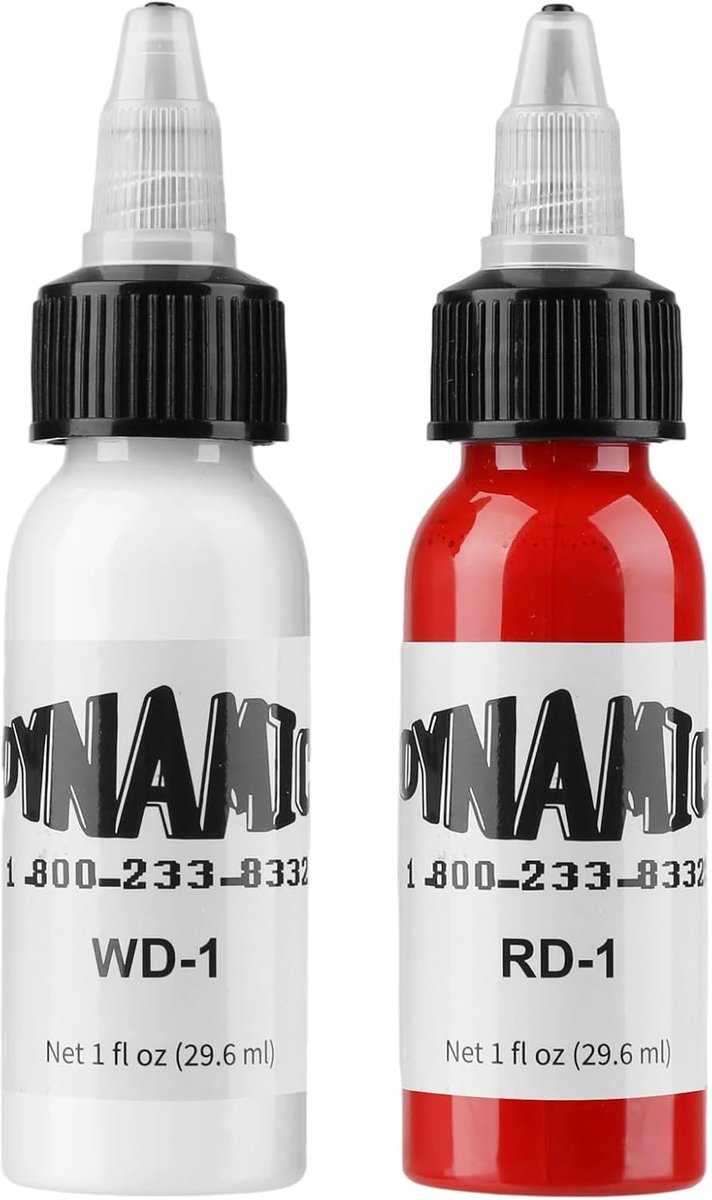 Tattoo ink 2 pcs - professionele tattoo verf - wit en rood - langdurige intense kleuren - ShopVlot