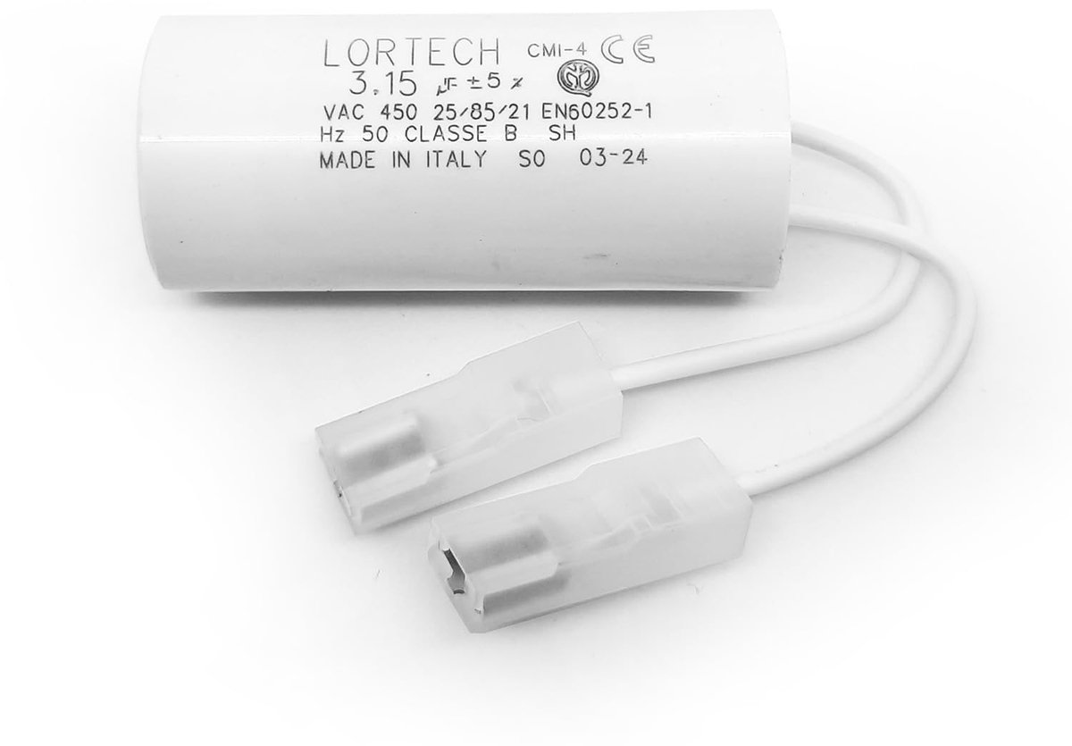 Permanent condensator 3,15 µF - met stekker - Ø 25 mm x 55 mm - voor betrouwbare prestaties - ShopVlot