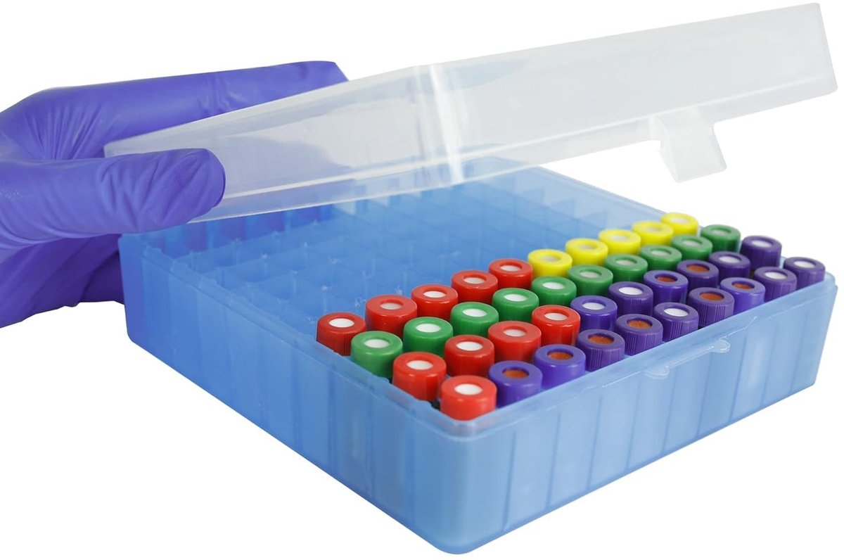 Microtube opslagdoos 100 posities - polypropyleen - geschikt voor 1.5/1.8/2ml buisjes - ideaal voor laboratoriumgebruik - ShopVlot