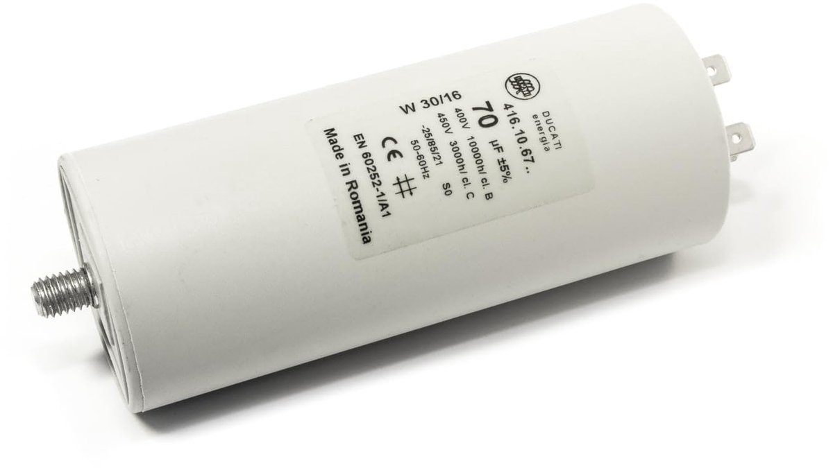 Permanent condensator 70 µF 450 V - met kabelschoen M8 - compacte afmetingen - geschikt voor elektrische motoren - ShopVlot