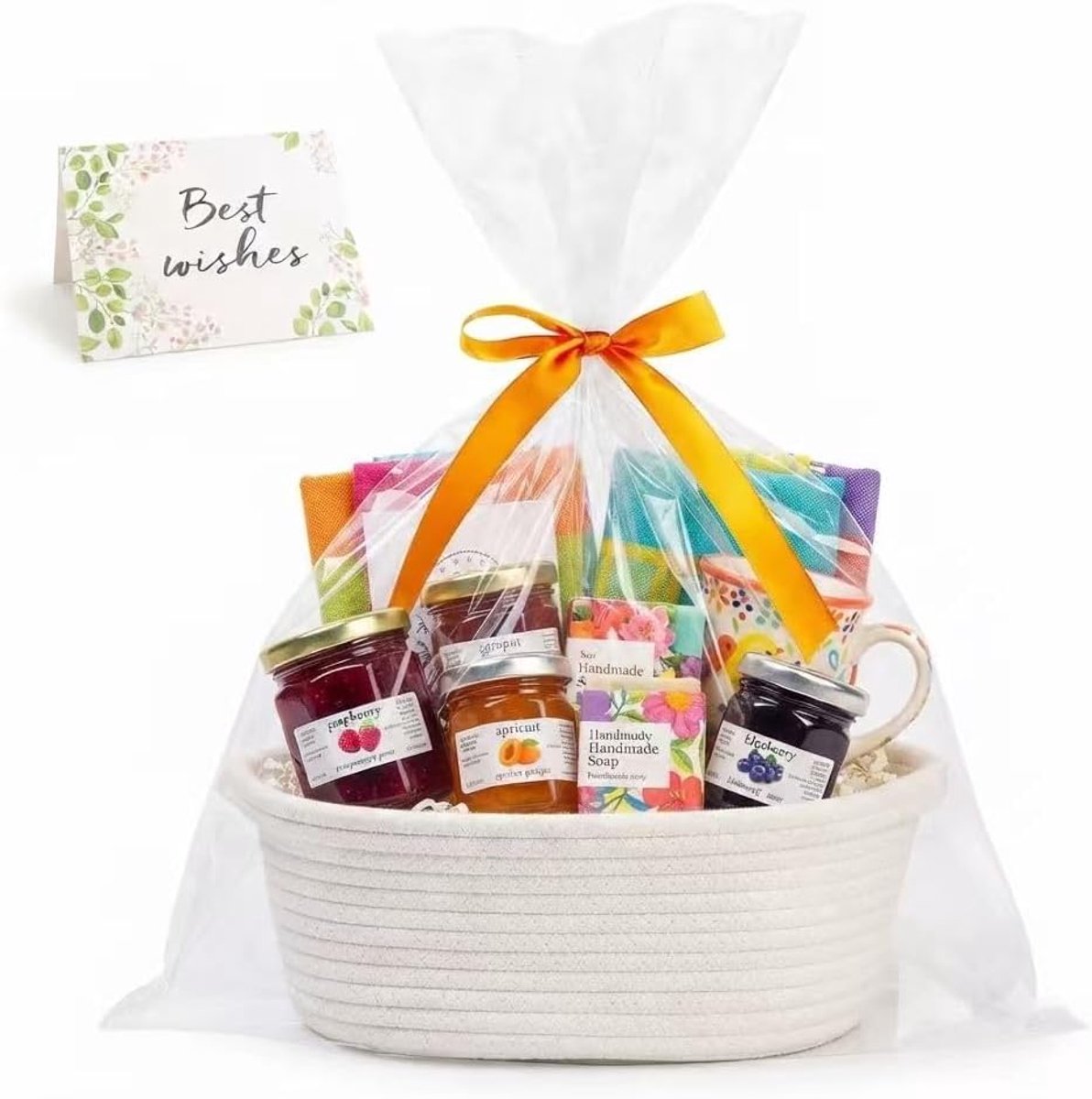 Cadeaumand leeg - katoenen touw - met cadeauzakje, strik en wenskaarten - ideaal voor direct cadeau geven - ShopVlot