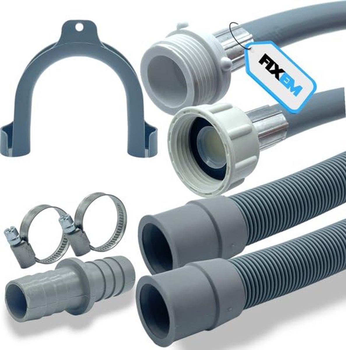 Verlengslangenset 3.5M - Inlaat- en afvoerslang - Inclusief afvoerconnector 19mm x 21mm - ShopVlot