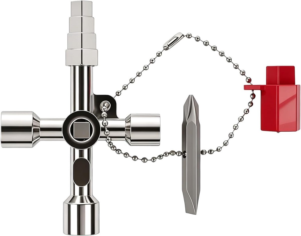Kruisgereedschap multifunctioneel 4-in-1 - metaal - compact ontwerp - vereenvoudigt onderhoud - ShopVlot