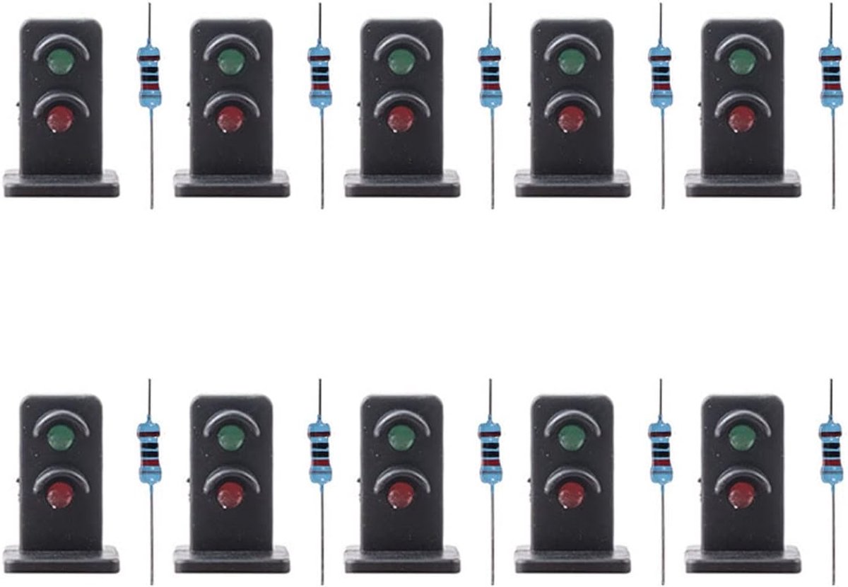 SnelShoppen - 10 Stuks Modelspoor 2 Aspecten Bloksignaal Groen/Rood LED Verkeerslichten voor Treinbaan HO OO Schaal
