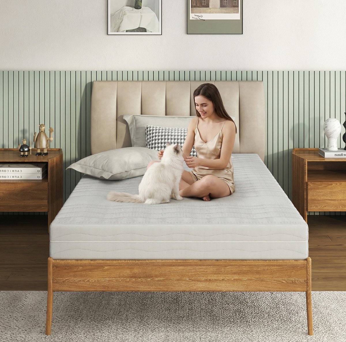 COVREO Matras 160x200 cm wit, koudschuim met afneembare 3D hoes, ventilerend