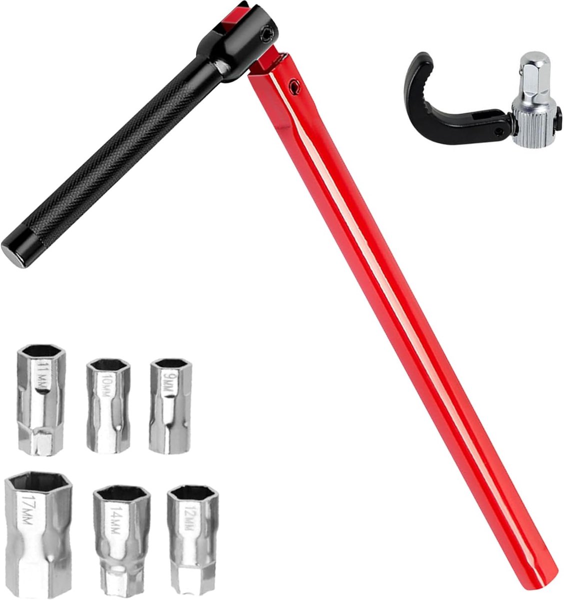 Kraanmoersleutel set 8-delig - 9-17 mm - met adapters - ideaal voor sanitair - ShopVlot