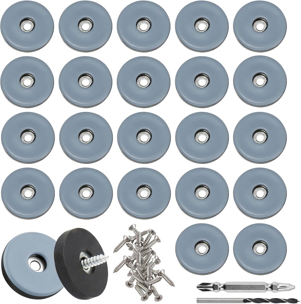 Teflon Glijders 38 mm - 24 Stuks - Teflon met RVS Schroeven - Bescherming voor Meubels - ShopVlot