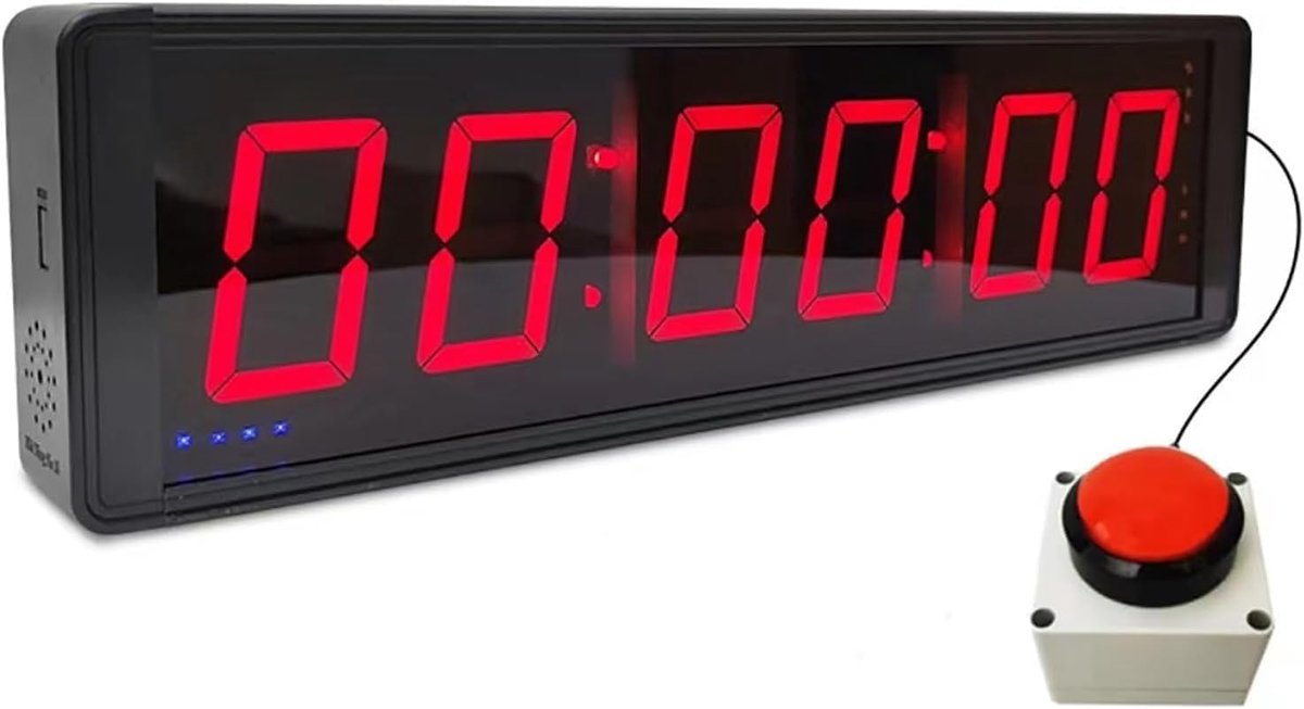 Digitale wedstrijdtimer 6 cijfers - LED wandklok 1.8 inch - Stopwatch en interval timer - Ideaal voor fitnesstraining - ShopVlot