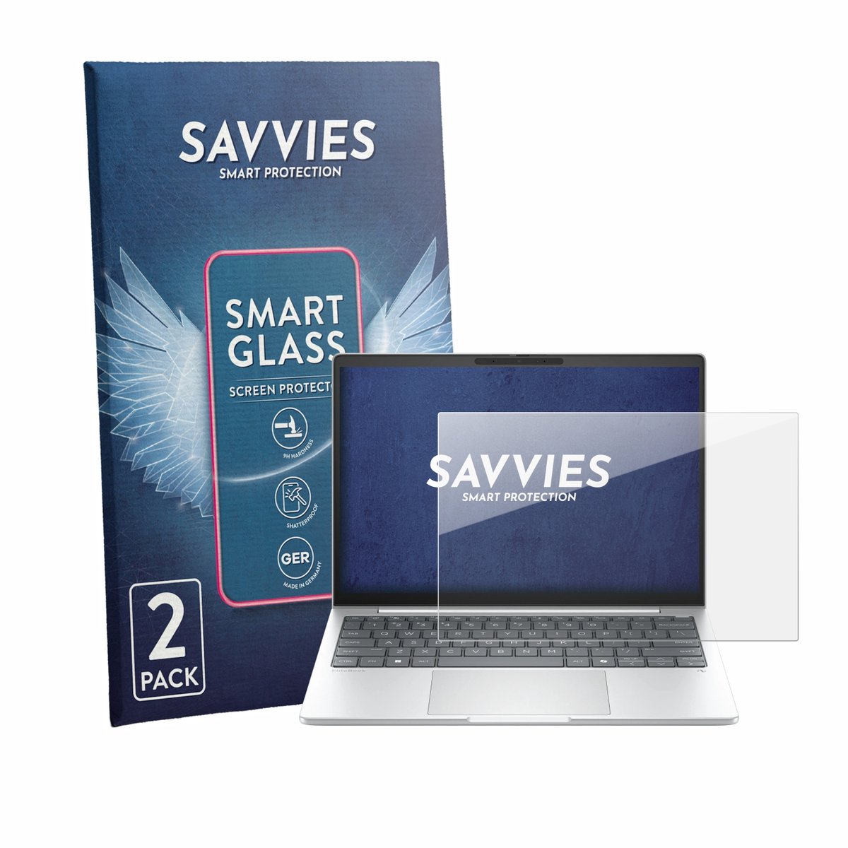 2 Stuks Savvies Screenprotector - geschikt voor HP EliteBook 8 G1a 13" - beschermfolie glas transparant