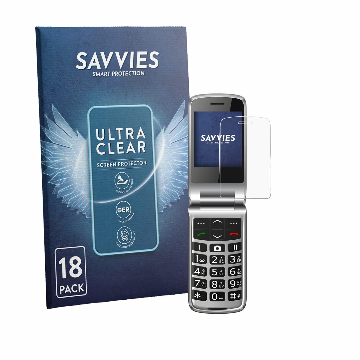 Savvies - Screenprotector voor bea-fon SL645 - Folie Beschermfolie transparant 18 Stuks