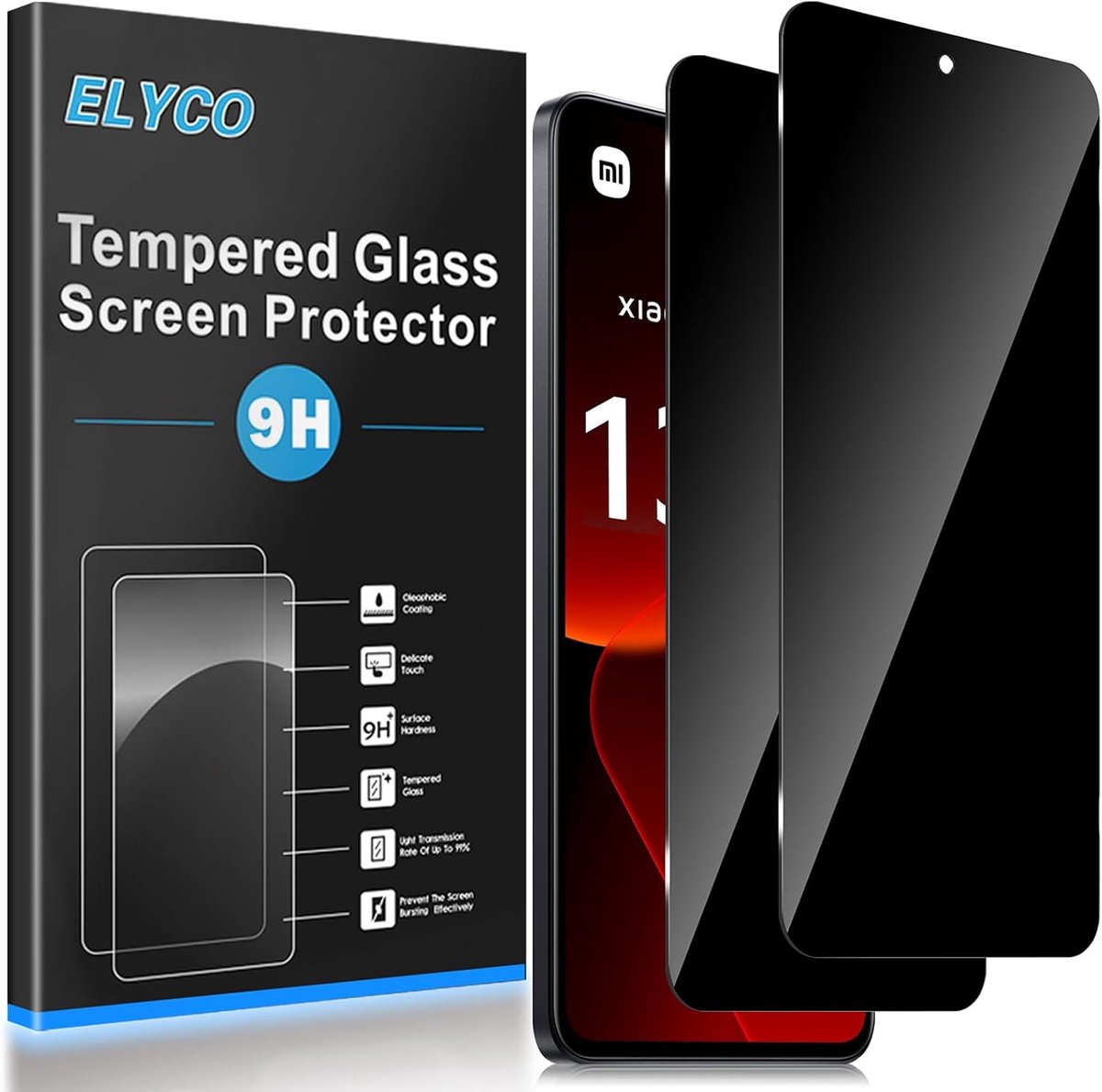 Privacy tempered glass - 2 stuks - anti-spy beschermfilm - maximale schermbescherming - ShopVlot