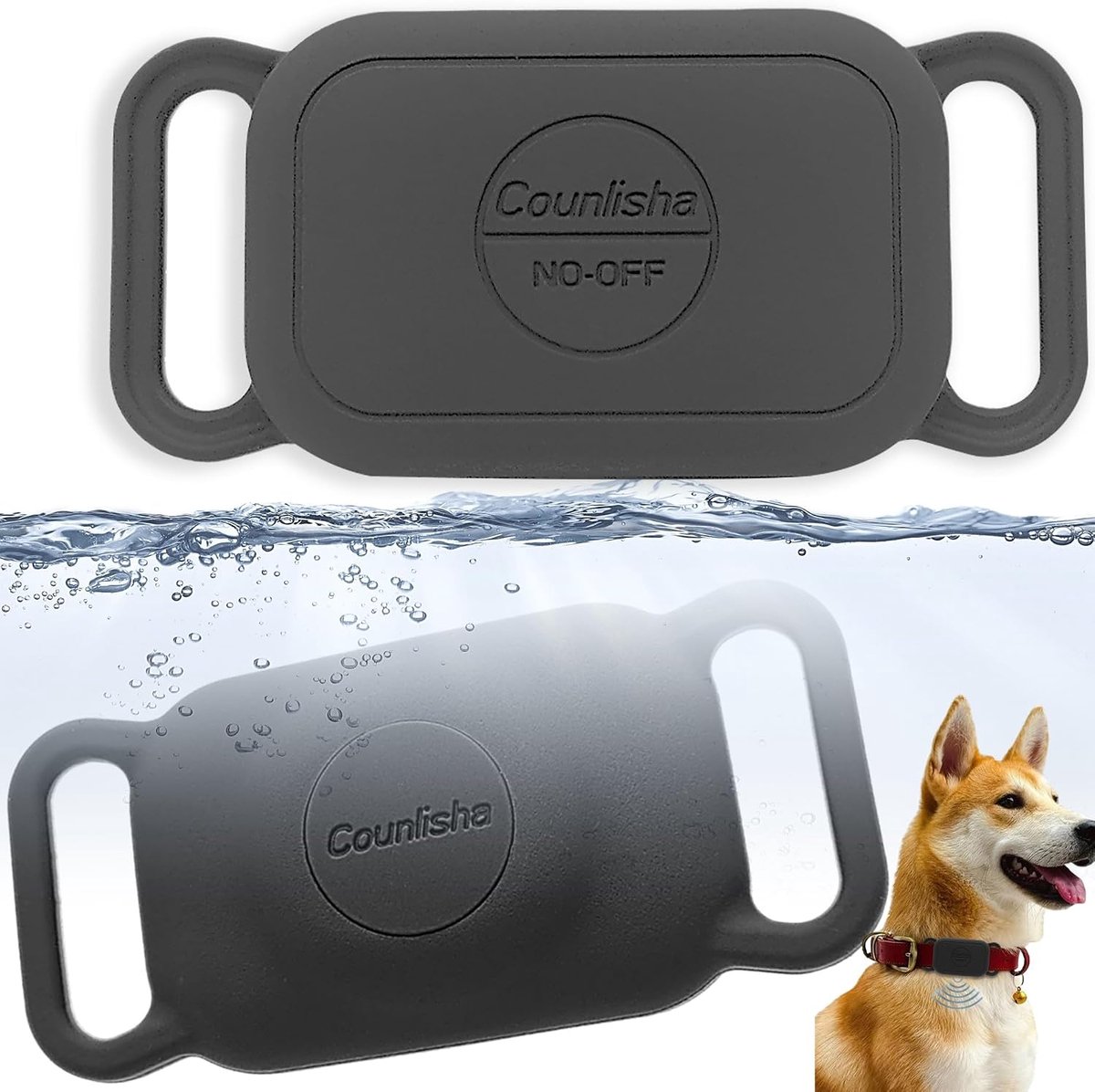 Silicone houder voor hondenhalsband en katten - waterdichte cover - 2-pack zwart - ShopVlot