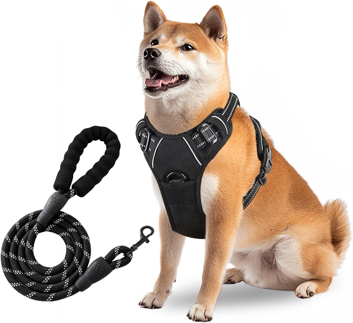 Hondentuig voor Grote Honden - Zwart XL - Reflecterende Strepen - Geen Trek Harness met Handvat - ShopVlot