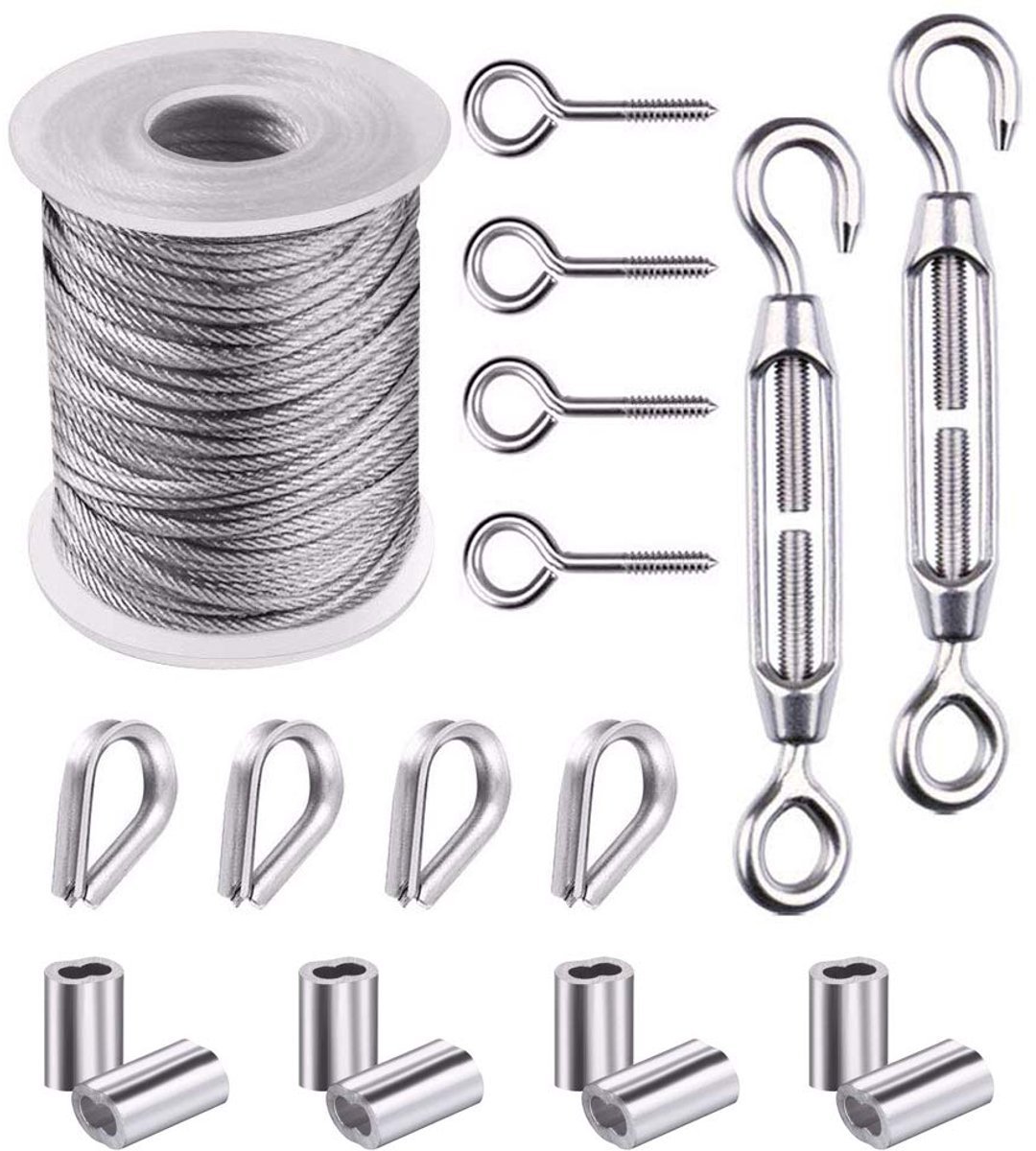 Tuindraad kabel 15M - PVC gecoat - RVS 304 - Voor stevige bevestiging - ShopVlot