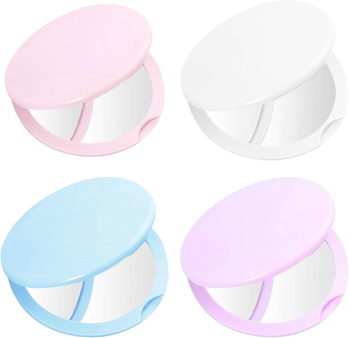 Mini-make-upspiegel 4 stuks - dubbelzijdig - inklapbaar - ideaal voor reizen - ShopVlot
