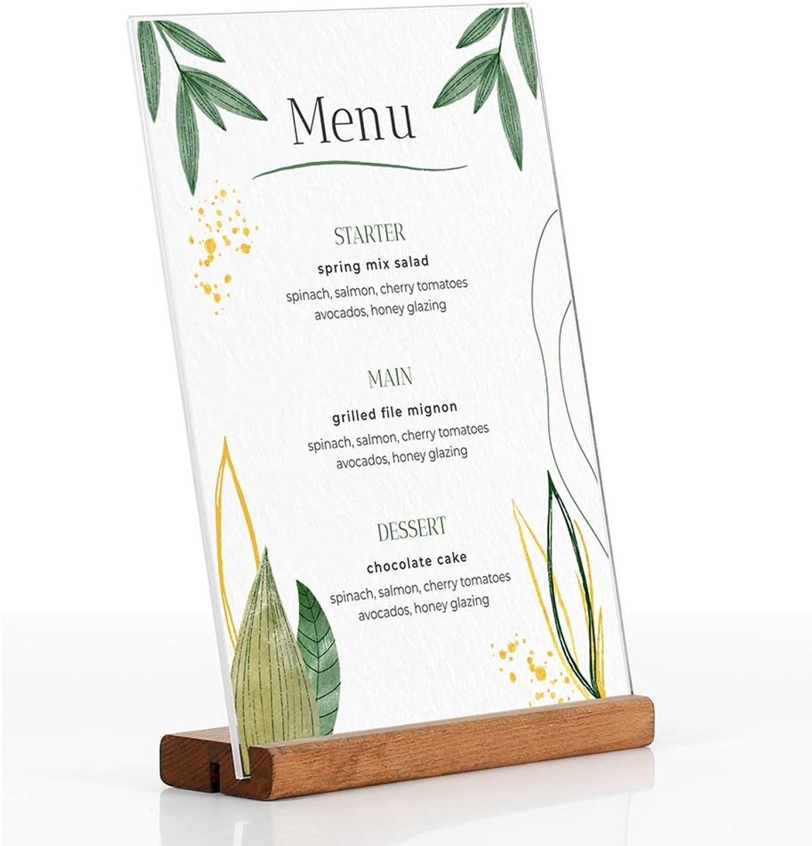 Tafelkastje DIN A5 - Beukenhout - Inclusief acryl zak - Perfect voor menukaarten - ShopVlot