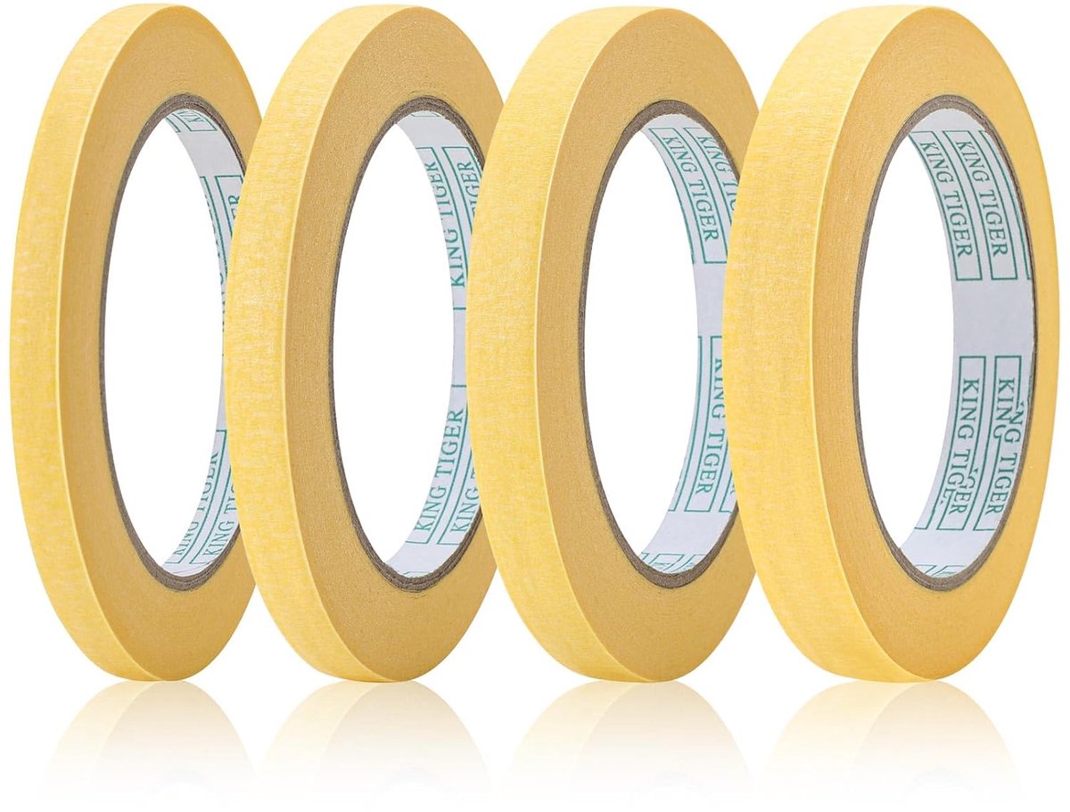 Maskingtape 4 Rollen - Geel - Verschillende breedtes 5 mm/8 mm/12 mm/15 mm - Voor schilderwerk en auto - ShopVlot