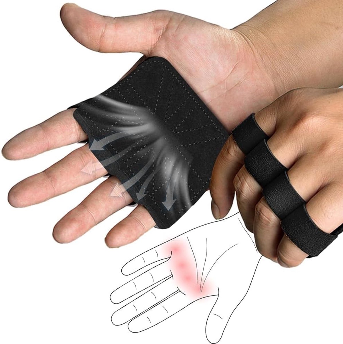 Optrekhulpen van natuurlijk leer - ademend en antislip - ideaal voor krachttraining - ShopVlot