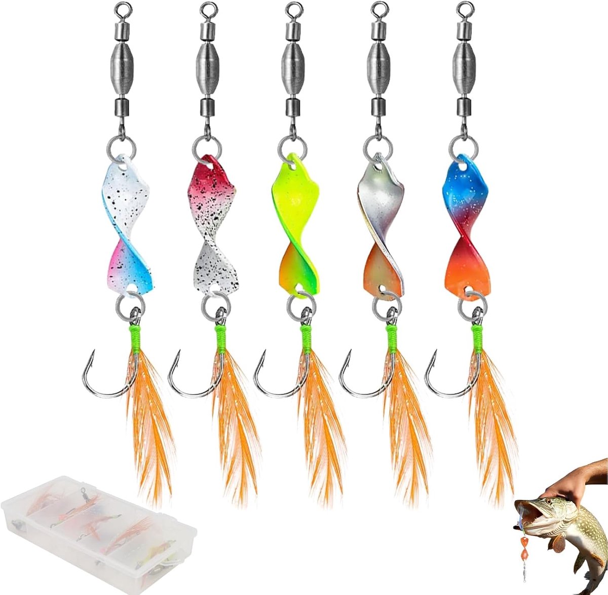 Lankai 5 Stuks Baars Aas, Vissers Spinner, Forel Draai Signalen Vissen, Visaccessoires Ingesteld, Draai Lepel Vissen Accessoires Forel Aas met Rollende Runnen