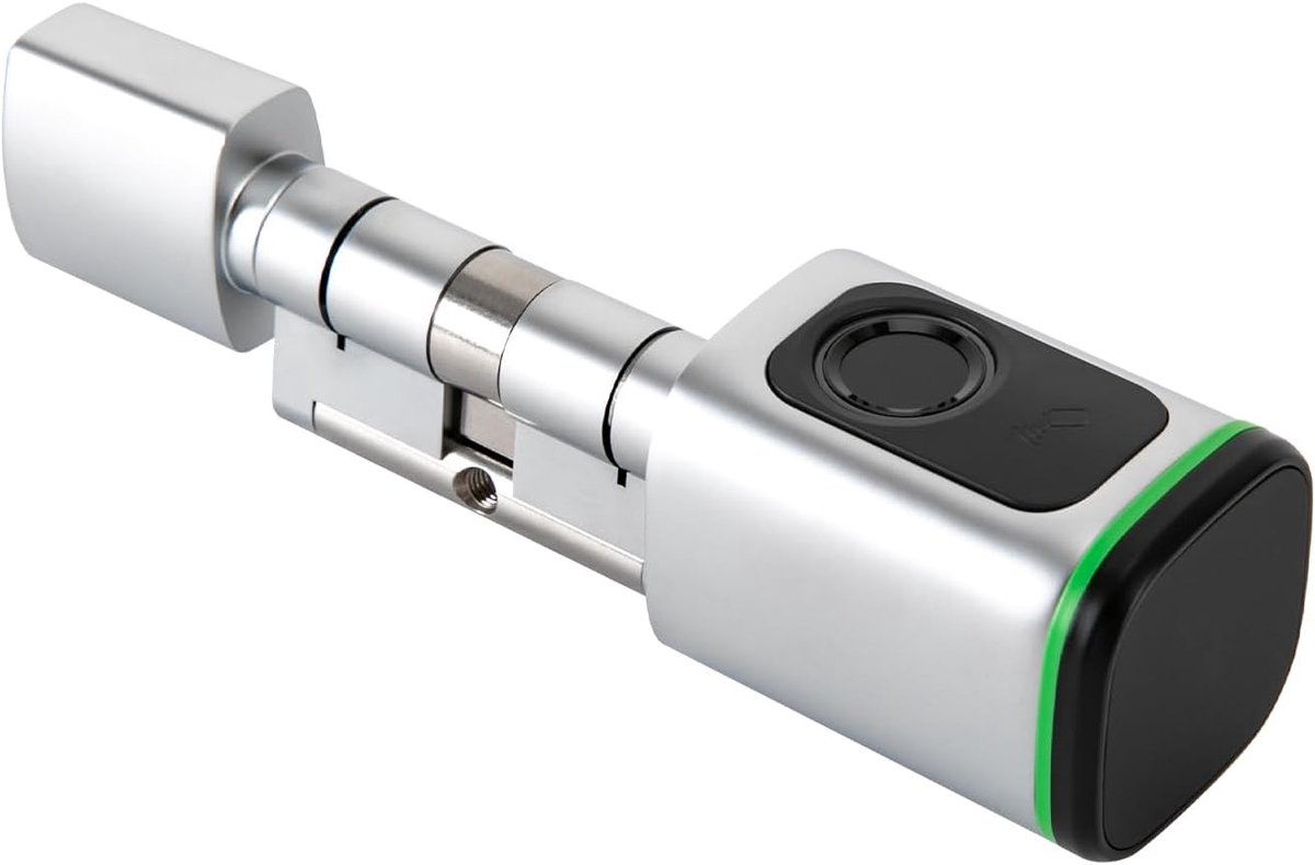 60mm Intelligente slotcilinder met vingerafdruk, app, sleutelkaart & sleutel – Elektronisch deurslot, IP53, Grote opslagcapaciteit, Eenvoudige installatie
