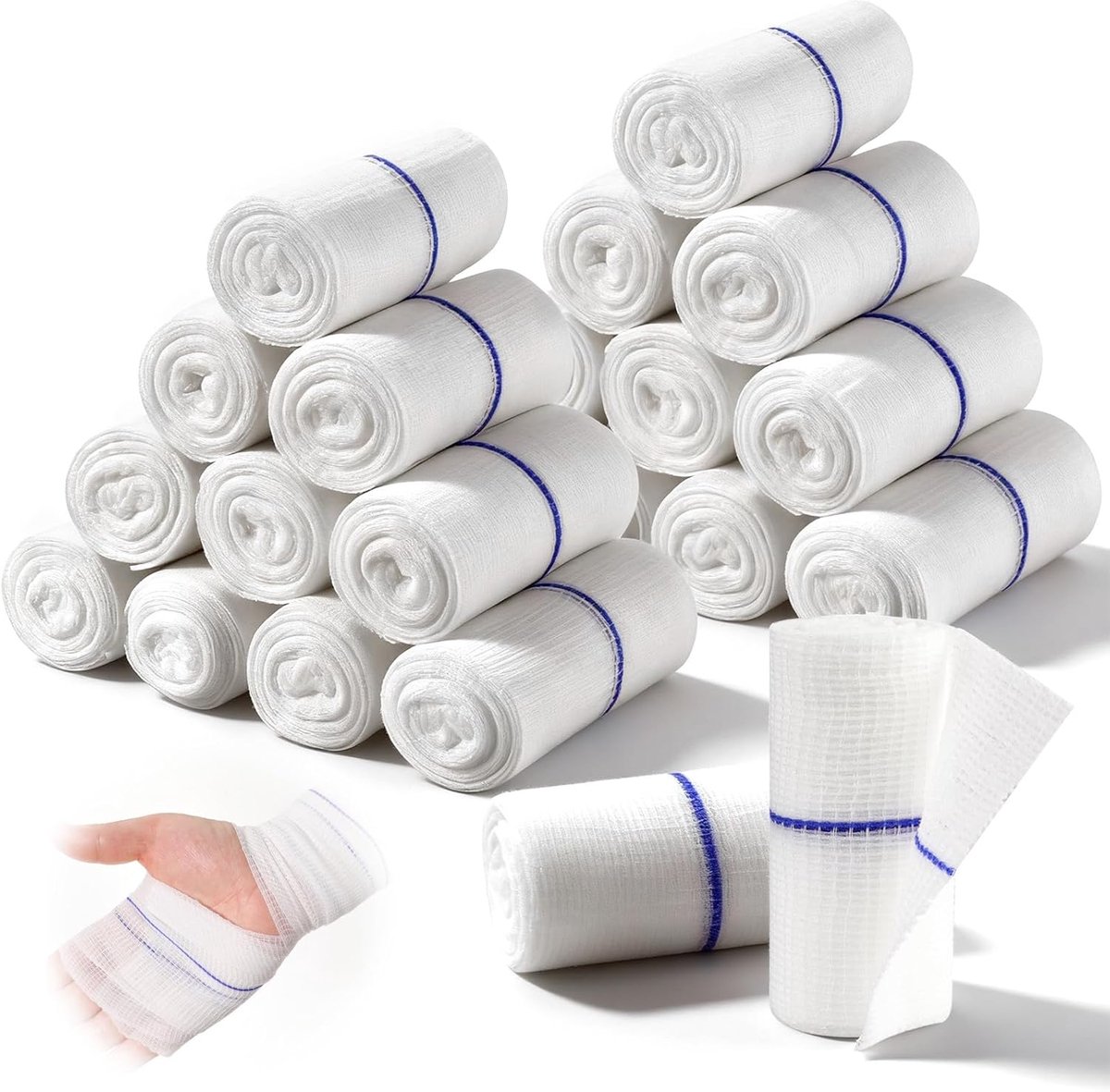 Fixeerverband 7,5 cm x 3,75 m 24 rollen afzonderlijk verpakt EHBO-materiaal voor wondverzorging bandage zacht en rekbaar