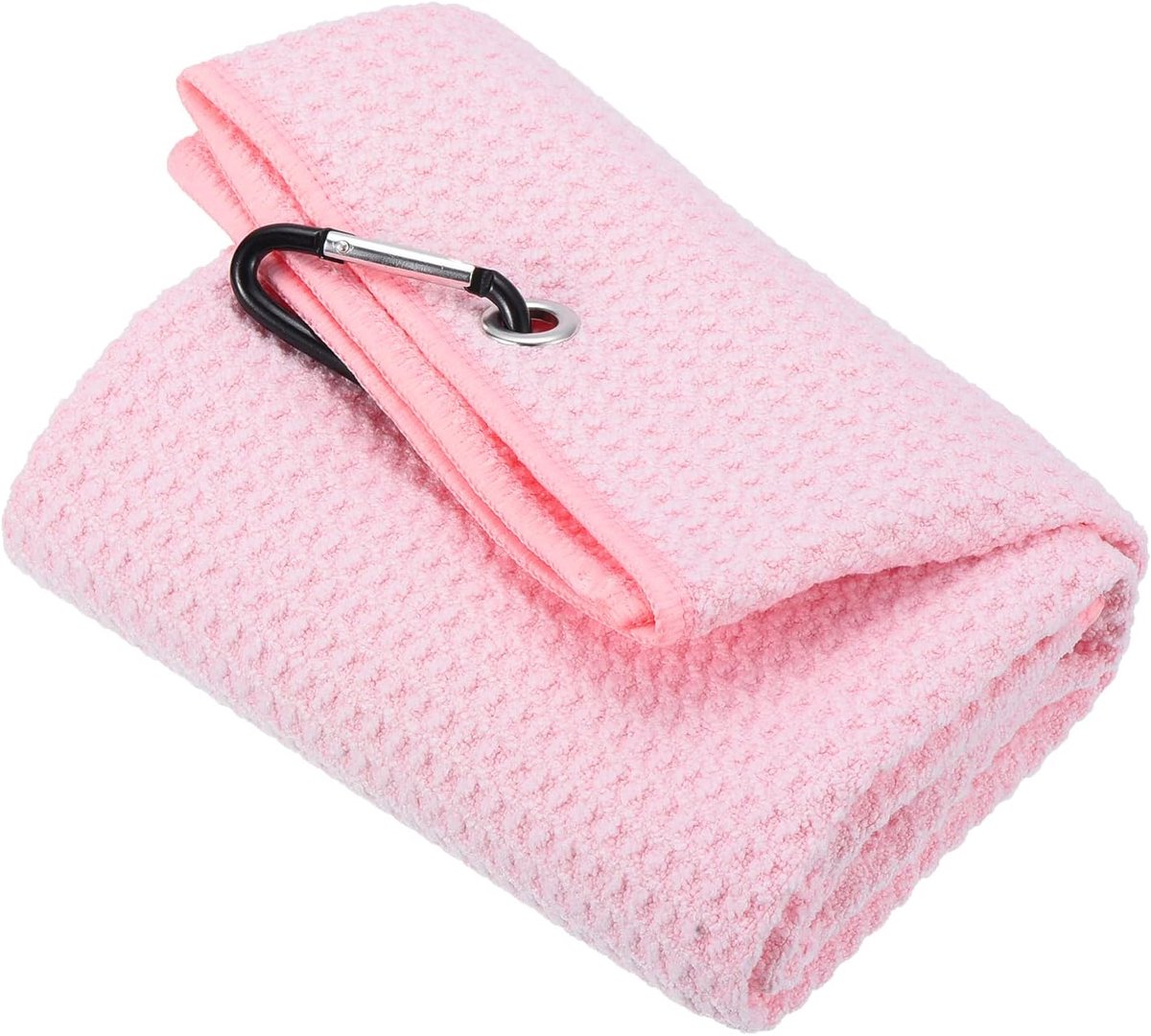 Golfhanddoeken, Rooster Textuur Handdoeken Zachte Vezel Sterke Waterabsorptie met D-Clip voor Golfliefhebbers, Roze